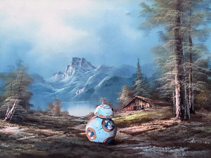 Artists Add Star Wars Characters To Old Thrift Store Paintings (20 pics)