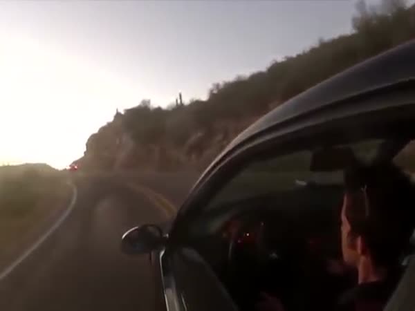 BMW Speeding On Bendy Road Drives Off Cliff