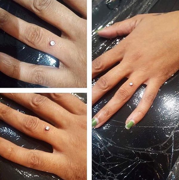 Brides-to-be Are Getting Diamonds Pierced Into Their Engagement Ring Finger (4 pics)