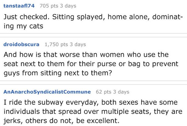 Woman Sick Of Men Spreading Legs In Subway Gets Revenge (6 pics)