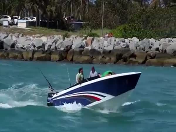 Man Get's KO'd Riding Top Side On A Speedboat