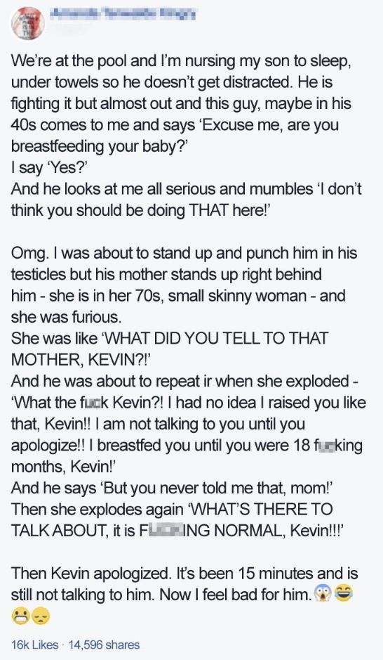 Man Tells Woman Not To Breastfeed In Public (2 pics)