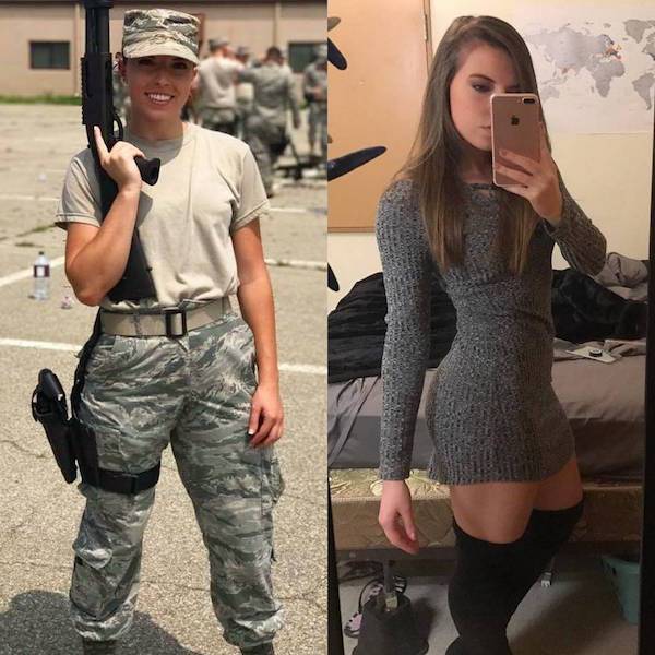 Women With And Without Uniforms (23 pics)