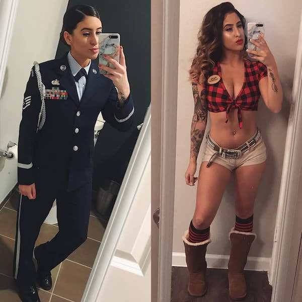 Women With And Without Uniforms (23 pics)