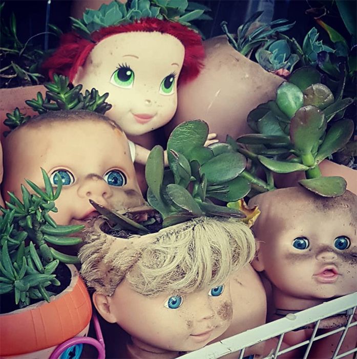 Baby Doll Head Planters (15 pics)