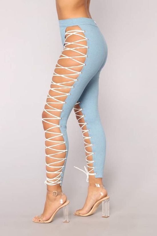 Sexy Lace-Up Jeans (4 pics)