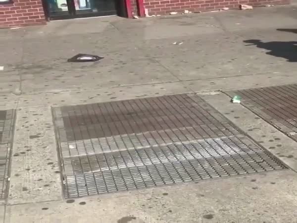 Homeless Man Disappears Into A Street Vent In NYC