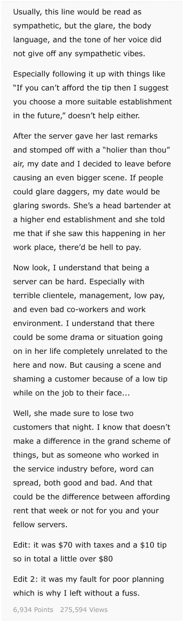 Waitress Ruins Guy’s Date Because Of “Too Small Of A Tip” (5 pics)