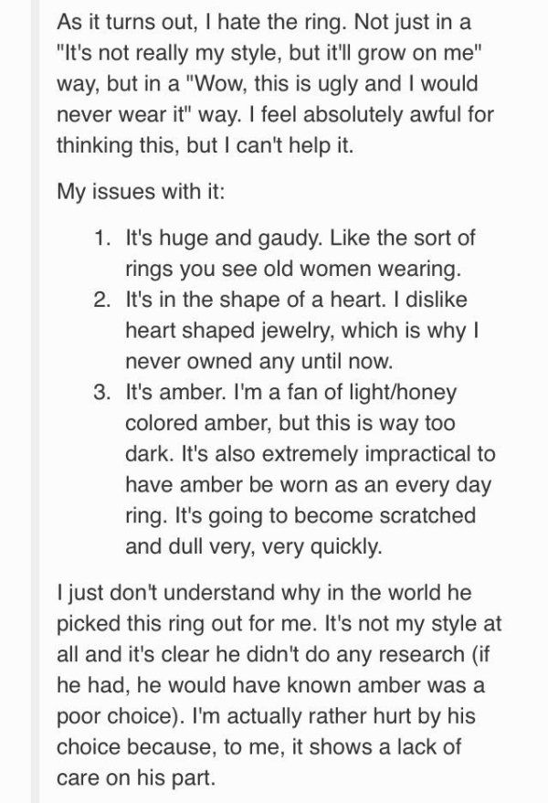 Woman Hates Her Engagement Ring (5 pics)