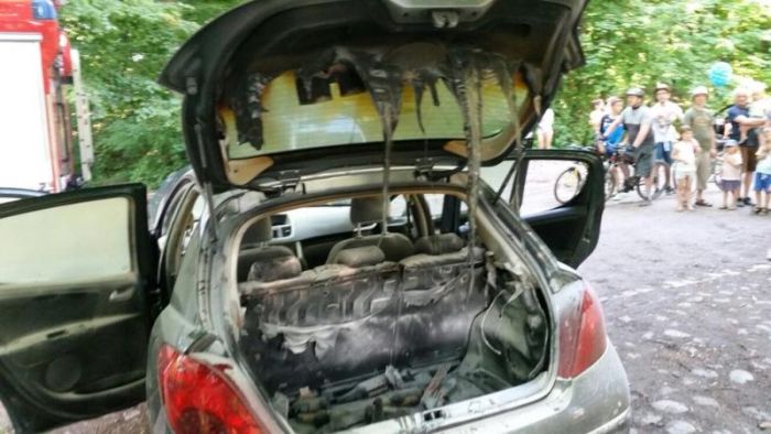 A Man Poland Put A Hot Grill In His Car's Trunk. This Is What Happened Next (3 pics)