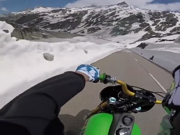 Riding Between Snow Walls In Switzerland
