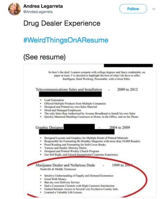 Weird Things On A Resume (13 pics)