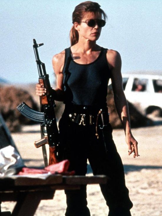 Linda Hamilton On The Set Of The New "Terminator" (4 pics)