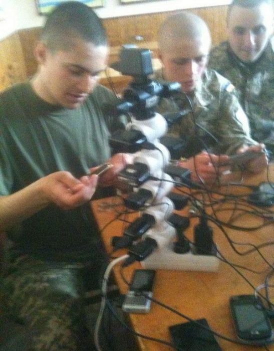Russian Soldiers Are Creative When It Comes To Charging Their Phones (13 pics)