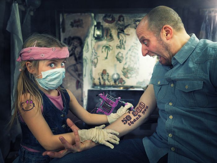 Dad Photoshops His Kids Into Funny Situations (20 pics)