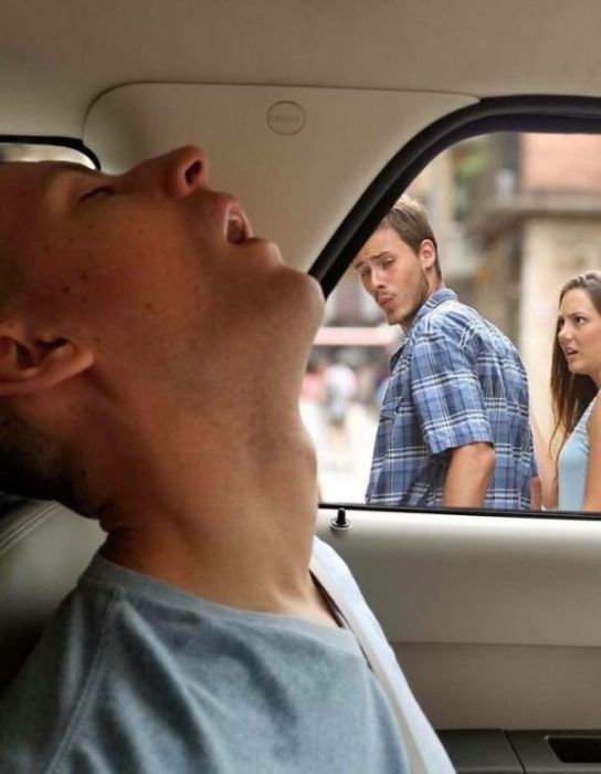 Guy Falls Asleep On Roadtrip, Girlfriend Asks Internet To Photoshop Him (10 pics)