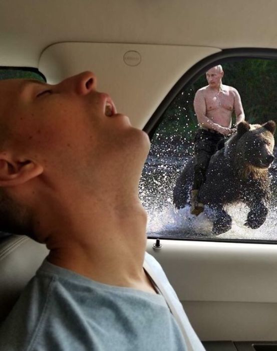 Guy Falls Asleep On Roadtrip, Girlfriend Asks Internet To Photoshop Him (10 pics)