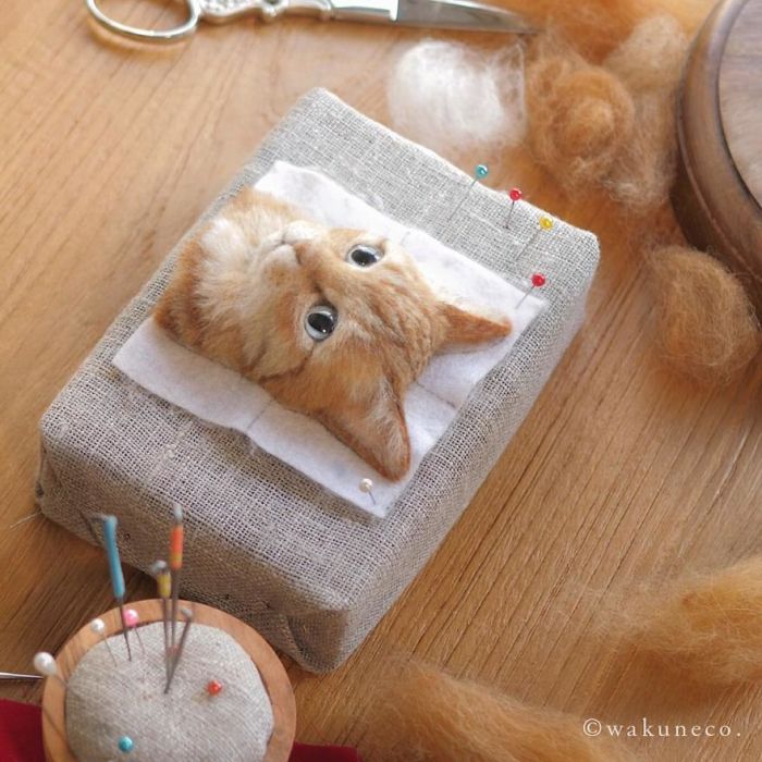 Artist From Japan Makes Hyper Realistic Cat Portraits From Wool (18 pics)