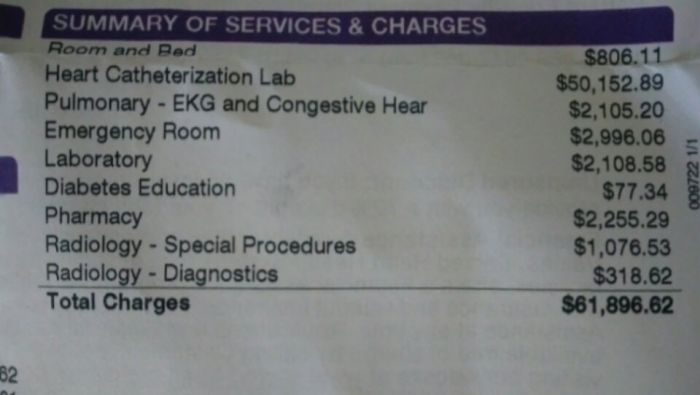 The Cost Of Having A Heart Attack In The US (2 pics)