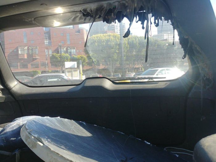 A US Driver Bought A Parabolic Mirror And Left It In The Car. The Weather Was Sunny (3 pics)