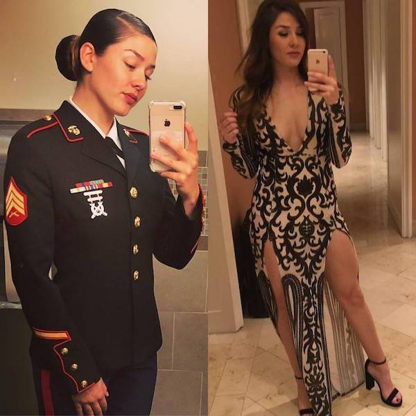 Girls With And Without Their Uniform (36 pics)