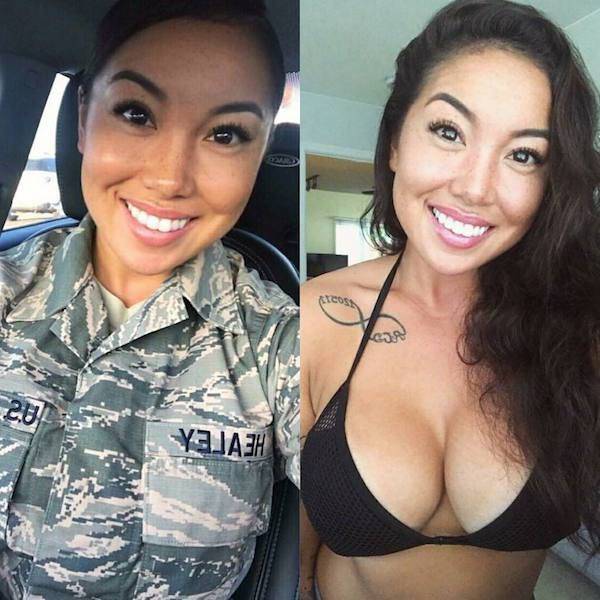 Girls With And Without Their Uniform (36 pics)
