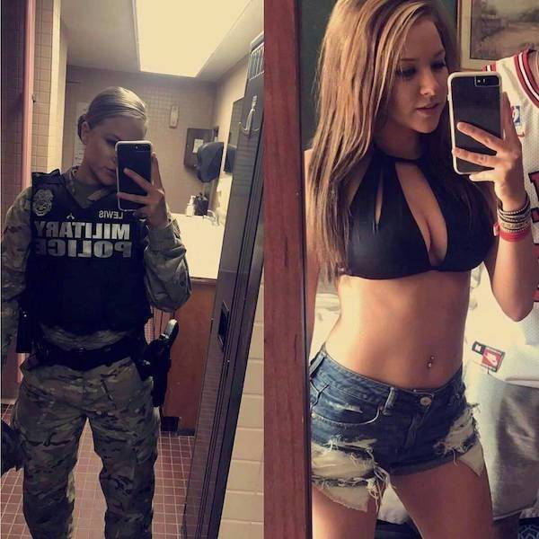 Girls With And Without Their Uniform (36 pics)