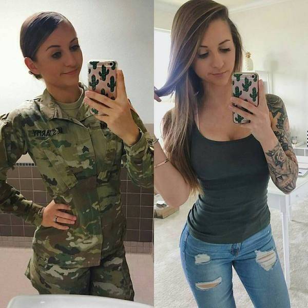 Girls With And Without Their Uniform (36 pics)