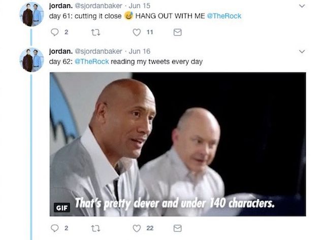 Guy Spends 100 Straight Days Asking The Rock To Hang With Him On Twitter (28 pics)