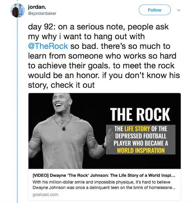 Guy Spends 100 Straight Days Asking The Rock To Hang With Him On Twitter (28 pics)