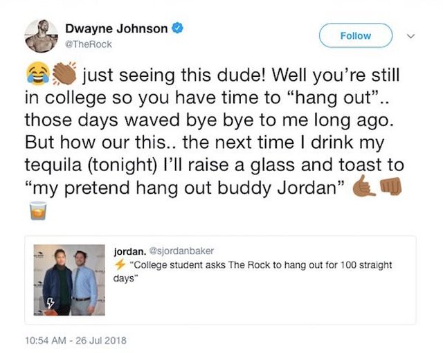 Guy Spends 100 Straight Days Asking The Rock To Hang With Him On Twitter (28 pics)