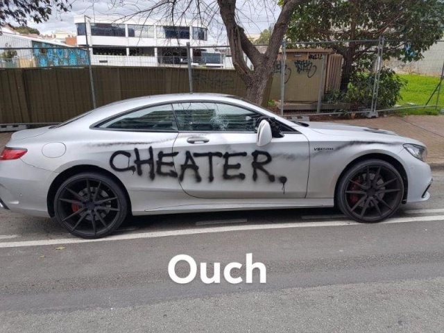 An Angry Woman VS Her Ex's Mercedes (4 pics)