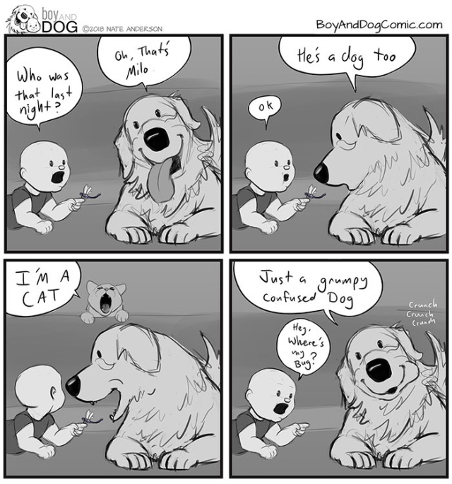 Father Illustrates The Friendship Between His Tiny Baby And Giant Dog (20 pics)