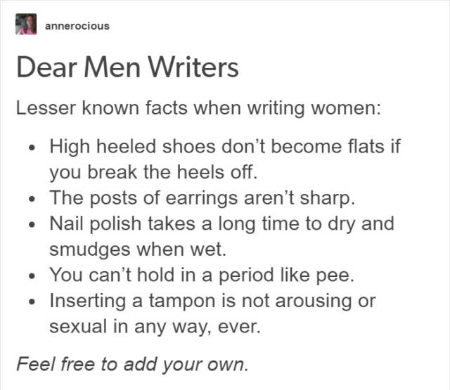 There Are So Many Things That Male Writers Get Wrong About Female Characters (30 pics)