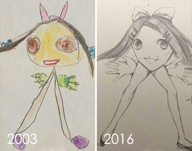 Artists Challenge Themselves To Redraw Their Old ‘Crappy’ Drawings, Prove That Practice Makes Perfect (30 pics)