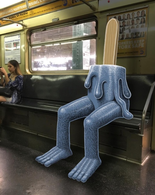 Artist Adds Monsters Next To Strangers On The Subway 20 Pics