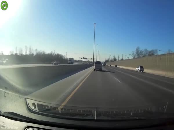 Car Tire Smashes Through Windshield