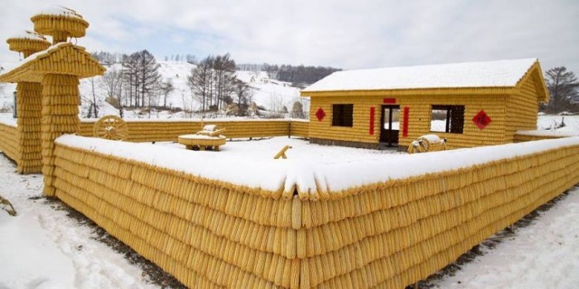 Chinese House Built Out Of 20,000 Corn Cobs (9 pics)