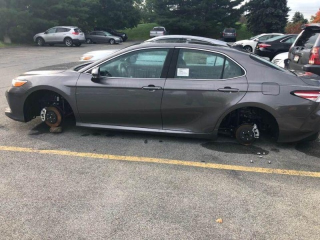 Wheels Were Stolen From Toyotas In The Parking Lot Of The Dealership (12 pics)