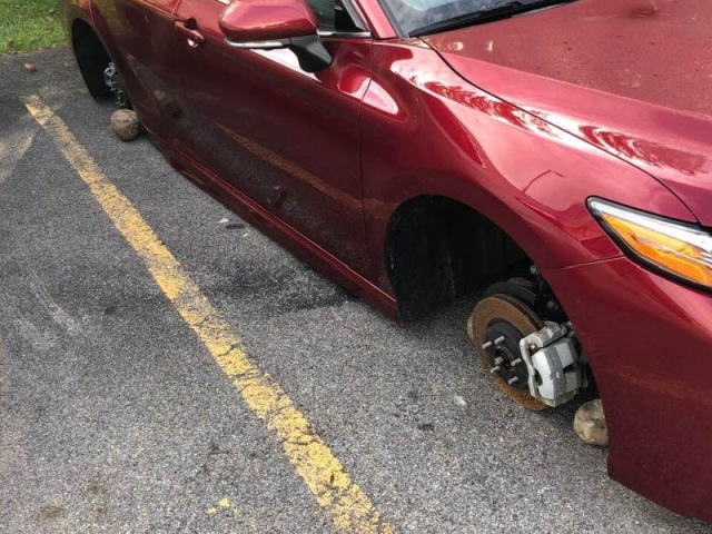 Wheels Were Stolen From Toyotas In The Parking Lot Of The Dealership (12 pics)