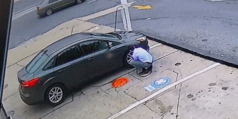 What Happens When A Tire Explodes While It's Still On A Car (2 pics)