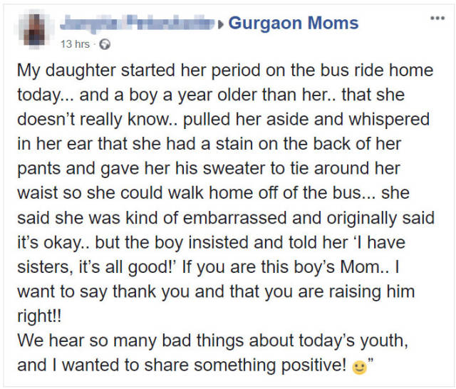 People Are Applauding This Boy’s Reaction To Seeing A Blood Stain On A Girl’s Pants In The Bus (4 pics)