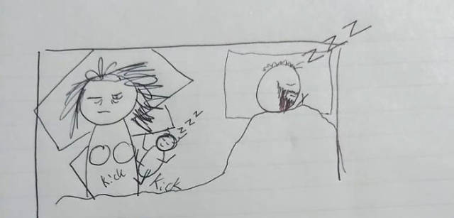 Wife Uses Simple Drawings To Explain To Her Husband Why She Is Always Tired Because Of Their Child (12 pics)