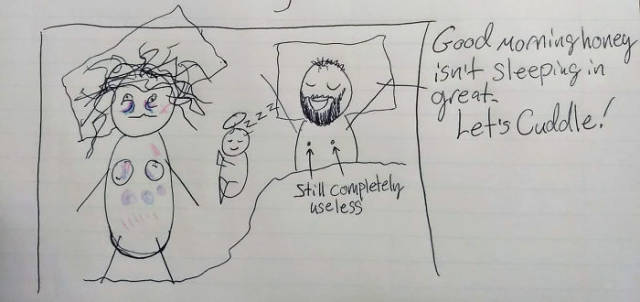Wife Uses Simple Drawings To Explain To Her Husband Why She Is Always Tired Because Of Their Child (12 pics)