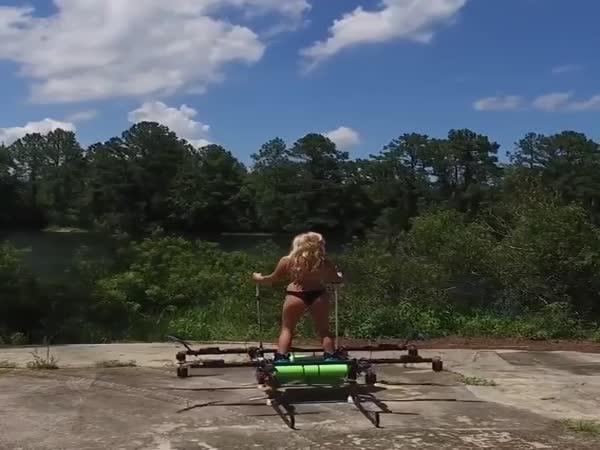 A Drone Flied By Blonde Girl