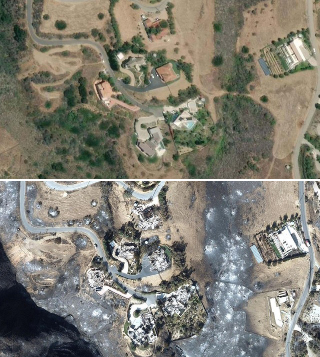 Malibu From Space Before And After Wildfires (9 pics)