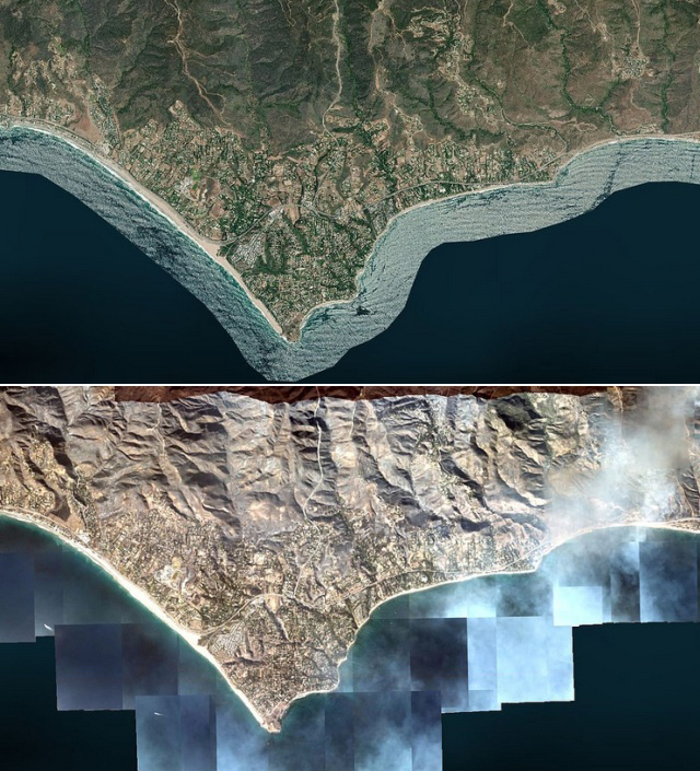 Malibu From Space Before And After Wildfires (9 pics)