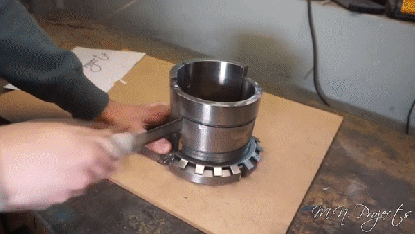 Guy Makes Tomahawk Out Of A Bearing Sleeve (10 gifs)