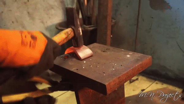 Guy Makes Tomahawk Out Of A Bearing Sleeve (10 gifs)