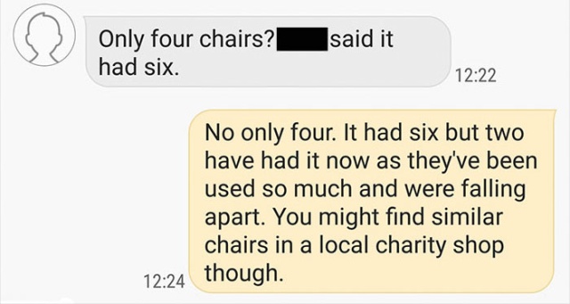 Man Offering Free Table and Chairs Almost Instantly Regrets It (10 pics)